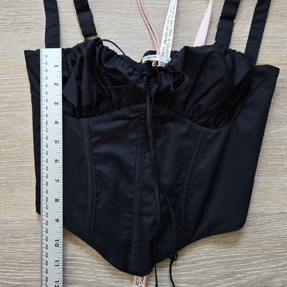 HOUSE OF CB Analia Lace-Up Crop Corset Camisole Black X-Small A/C New With Tags - Picture 7 of 16